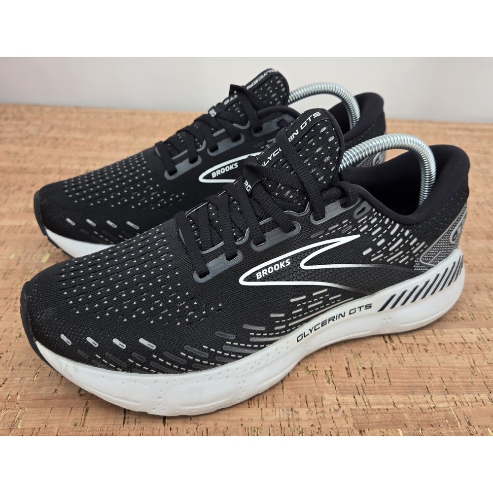 Brooks Glycerin GTS 20 Shoes Womens 9.5 Running Athletic Black White Sneakers